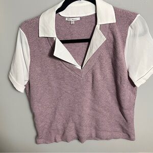 - Vila Milano Short Sleeve Layered Pullover Shirt Knit Top Lavender Purple…
